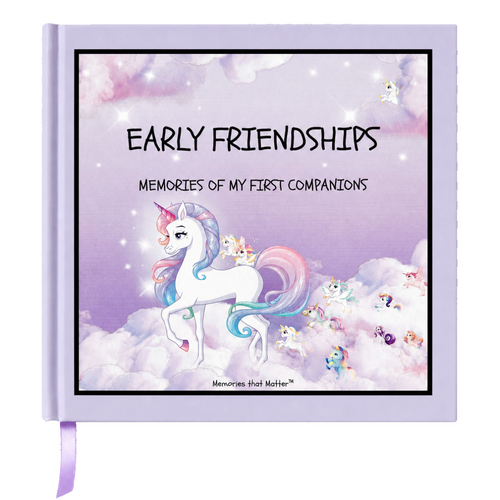 Early Friendships – Flying with Unicorns friendship book for kids ages 3–8, featuring a colourful unicorn on the cover.