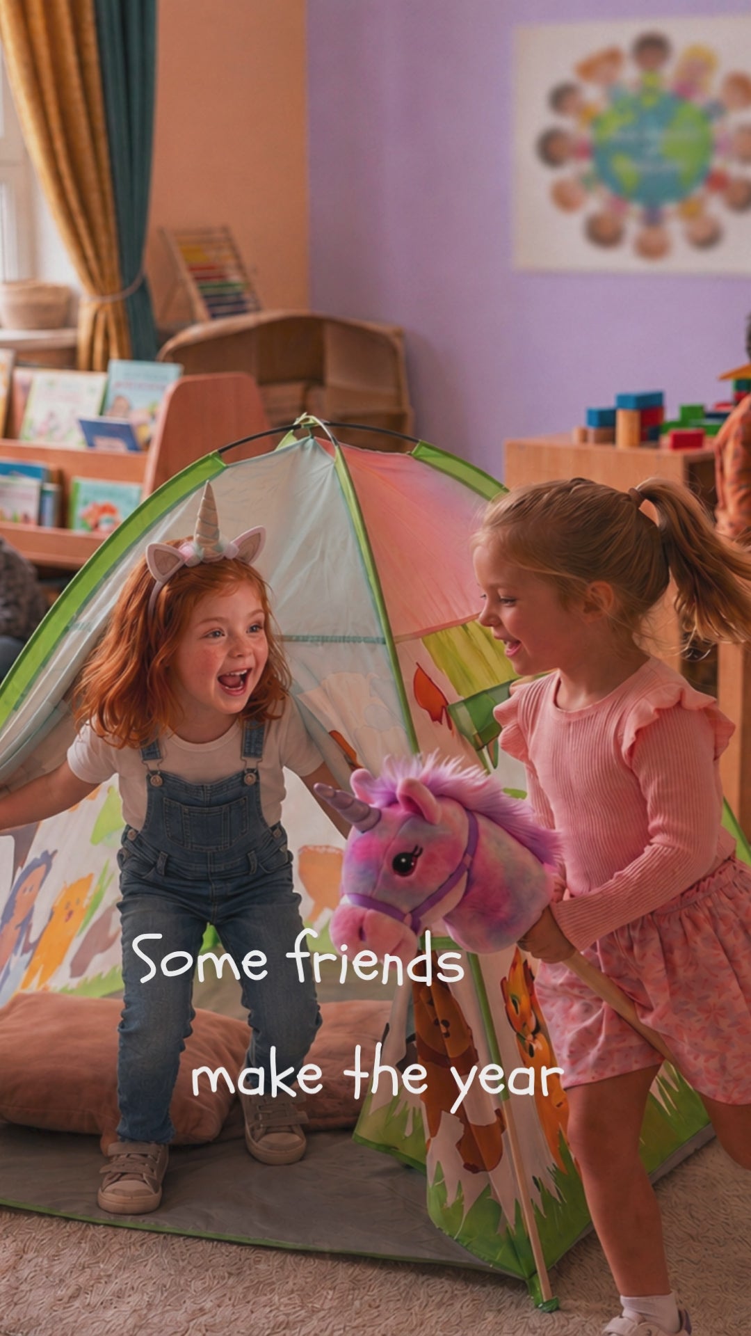 How the Flying with Unicorns friendship book works: children pass it to friends to fill in and return.